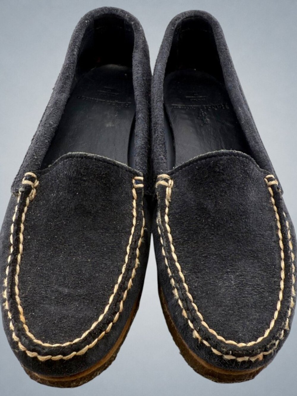 Vintage Ralph Lauren Womens 7.5 B Navy Suede Moccasin Loafers